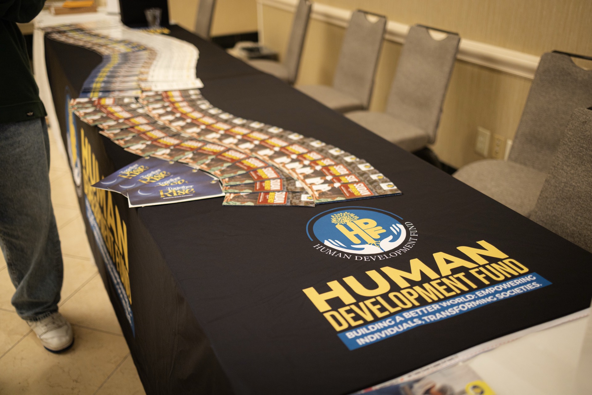 Human Development Fund materials at the Najm x SLU MSA event